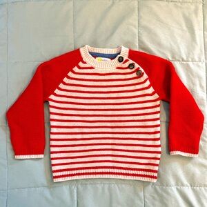 Boden Super Soft Red and White Striped Kids Sweater